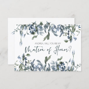 Will You Be My Matron of Honor Sage Silver Green