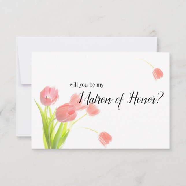 Will You Be My Matron of Honor Soft Pink Tulips (Front)