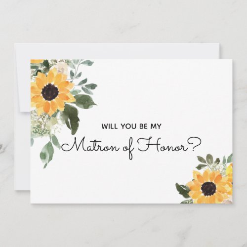 Will You Be My Matron of Honor Sunflower Proposal Invitation