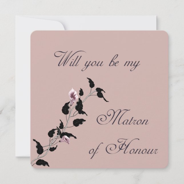 Will You Be My Matron of Honour Pink Invitation (Front)