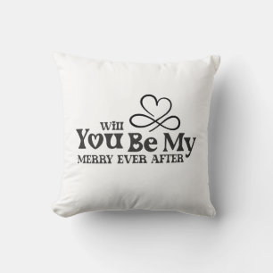 Will You Be My Merry Ever After, Christmas Proposa Throw Pillow