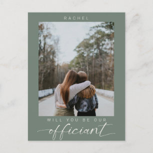Will you be my Officiant Minimal Photo Modern Postcard