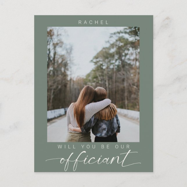 Will you be my Officiant Minimal Photo Modern Postcard (Front)