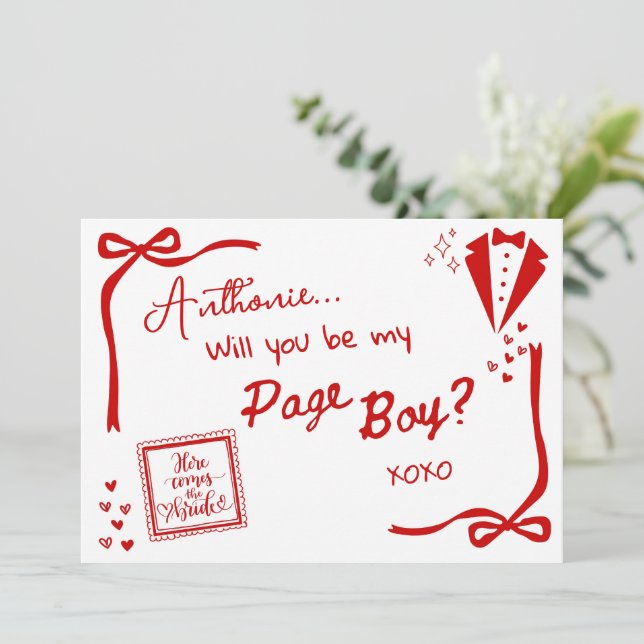 Will you be my Page Boy Card Invitation (Standing Front)