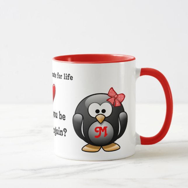 Will You Be My Penguin Mate for Life Proposal Love Mug (Right)