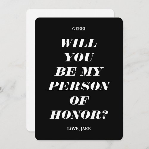 Will You Be My Person of Honor Modern Text Invitation