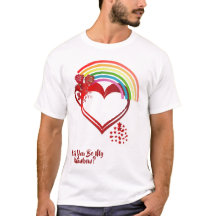 Will You Be My Rainbow Valentine Colorful Heart T