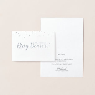 Will You Be My Ring Bearer? Confetti Silver Foil Card