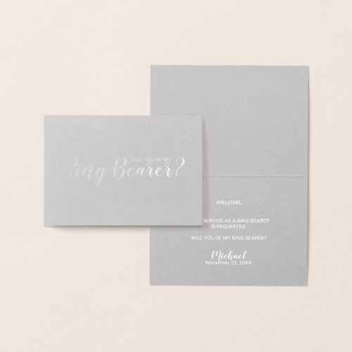 Will You Be My Ring Bearer Elegant Silver Foil Card