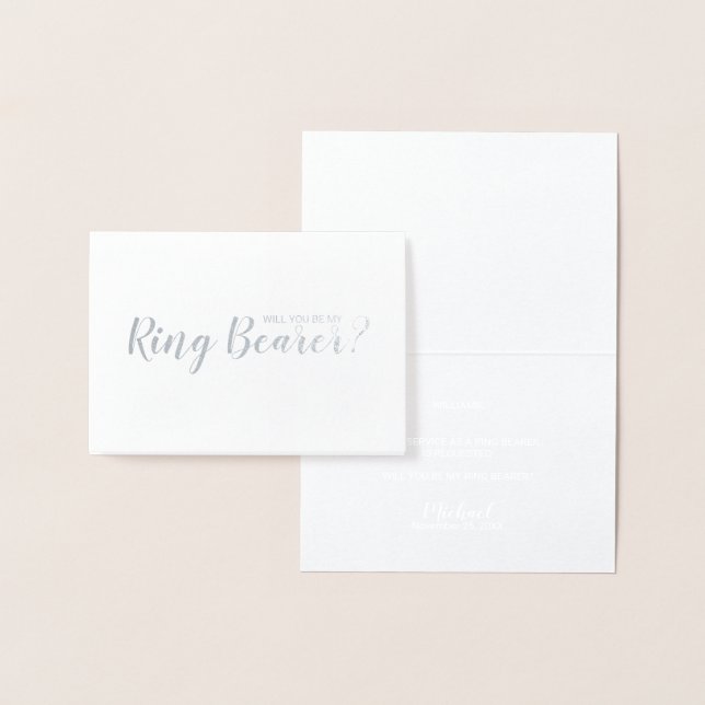 Will You Be My Ring Bearer? Elegant Silver Foil Card (Display)
