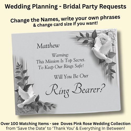 Will You Be My Ring Bearer? Grey Roses & Doves