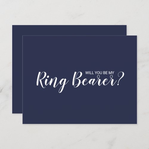 Will You Be My Ring Bearer Modern Navy Blue Invitation