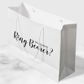 Will You Be My Ring Bearer? Modern Proposal Large Gift Bag by manadesignco at Zazzle