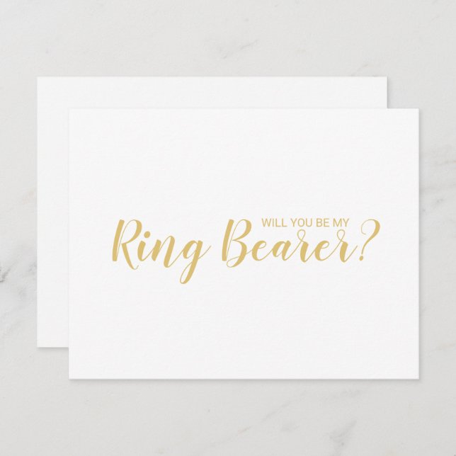 Will You Be My Ring Bearer? Modern Script Gold Invitation (Front/Back)
