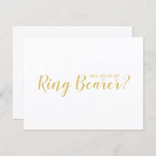 Will You Be My Ring Bearer? Modern Script Gold Invitation