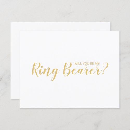 Will You Be My Ring Bearer Modern Script Gold Invitation