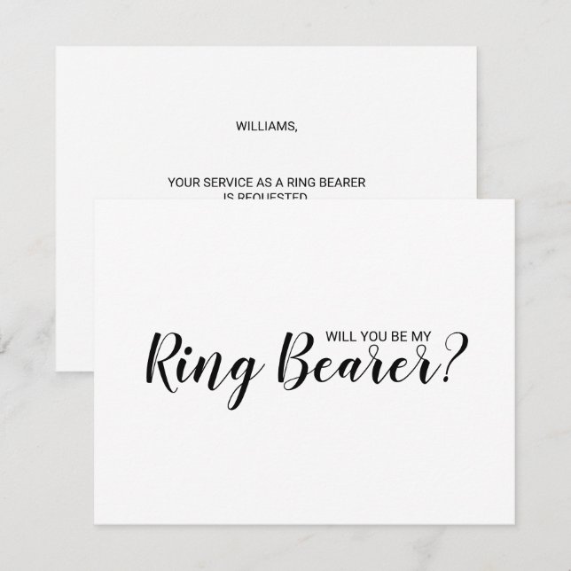 Will You Be My Ring Bearer? Modern Script Invitation (Front/Back)