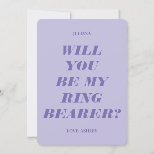 Will You Be My Ring Bearer Modern Text Lavender Invitation