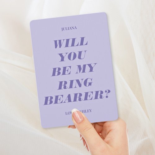 Will You Be My Ring Bearer Modern Text Lavender Invitation