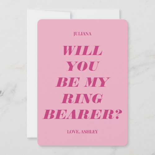 Will You Be My Ring Bearer Modern Text Pink Invitation