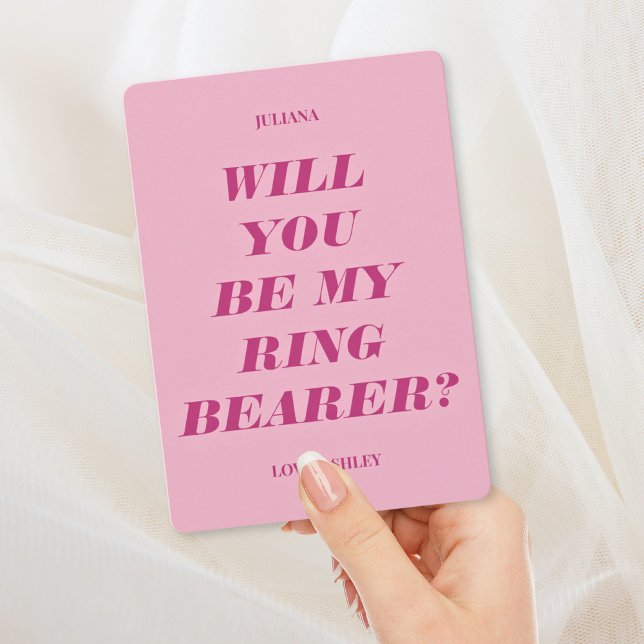 Will You Be My Ring Bearer? Modern Text Pink Invitation (Creator Uploaded)
