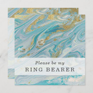 Will You Be My Ring Bearer Turquoise & Gold Card