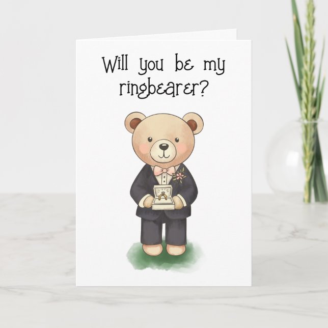 Will you be my ringbearer bear invitation (Front)