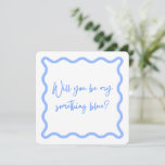 Will you be my something blue? Bridesmaid proposal Invitation<br><div class="desc">Elevate your bridesmaid proposal with our charming "Will You Be My Something Blue?" card. Perfect for the cool, carefree bride, this card features a whimsical, hand-drawn border in a soft blue hue, elegantly framing the heartfelt question for your something blue crew. The playful, handwritten font adds a touch of modern...</div>