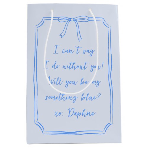 Will You Be My Something Blue Coquette Elegant Medium Gift Bag