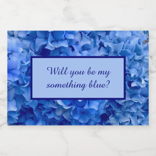 Will you be my something blue Hydrangea coastal  Sparkling Wine Label