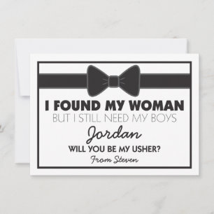 Will You Be My Usher Black/White Bow Tie Invitation