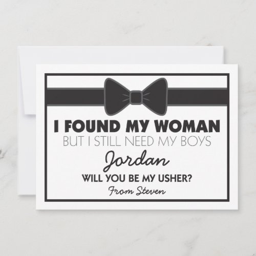 Will You Be My Usher BlackWhite Bow Tie Invitation