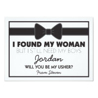 Will You Be My Usher Black/White Bow Tie Invitation