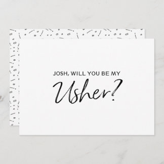 "Will you be my usher" | Chic Hand lettered Invitation