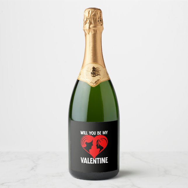 Will You Be My Valentine-02 Sparkling Wine Label (Front)