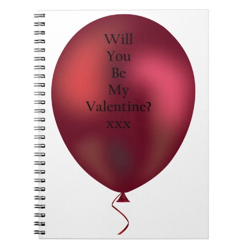 will you be my valentine balloon notebook