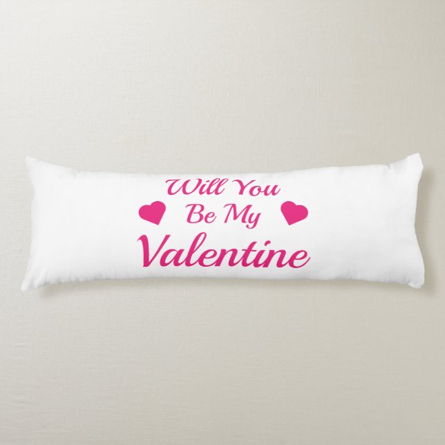 Will You Be My Valentine Body Pillow ( 20" x 54") (Front)