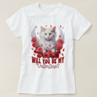 Will You Be My Valentine, Cat T-shirt