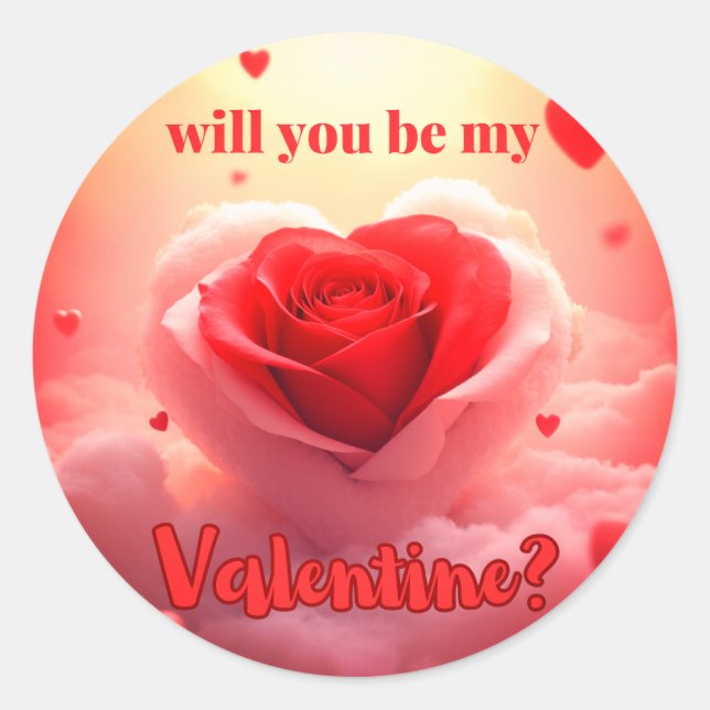 Will you be my valentine? classic round sticker (Front)