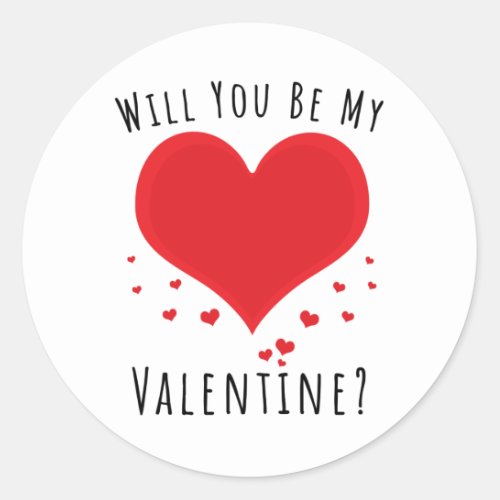 Will you be my valentine classic round sticker