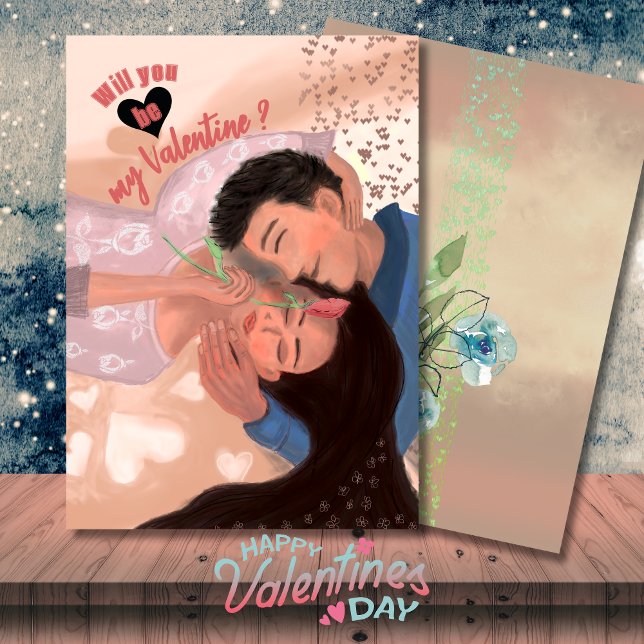 Will You Be My Valentine Couple Hugging Holiday Card (Creator Uploaded)