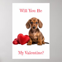 Will You Be My Valentine Dachshund Puppy Heart