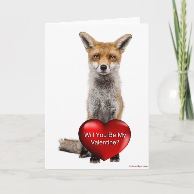 Will You Be My Valentine Fox Holiday Card (Front)