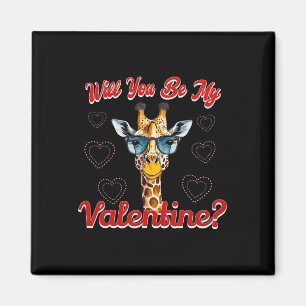 Will You Be My Valentine Funny Giraffe Valentines Magnet