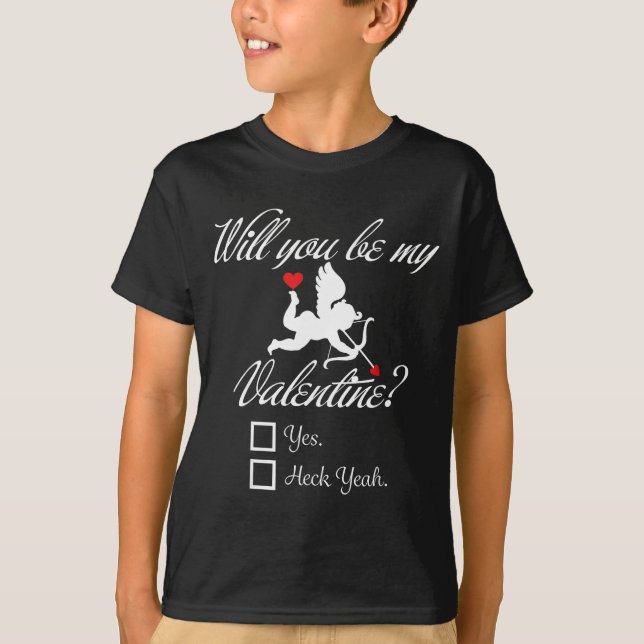 Will You Be My Valentine Funny Heart Cud V-day  T-Shirt (Front)