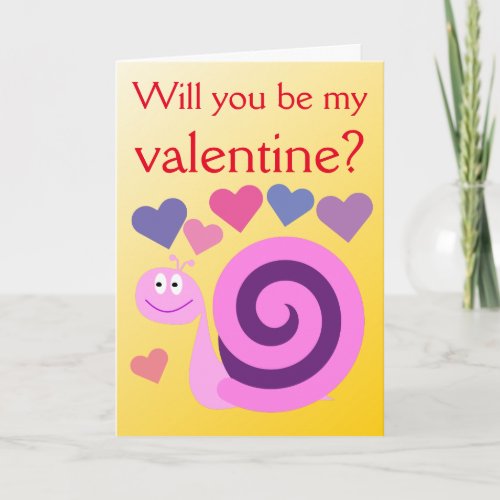 Will you be my valentine  Happy Smiling Snail Holiday Card