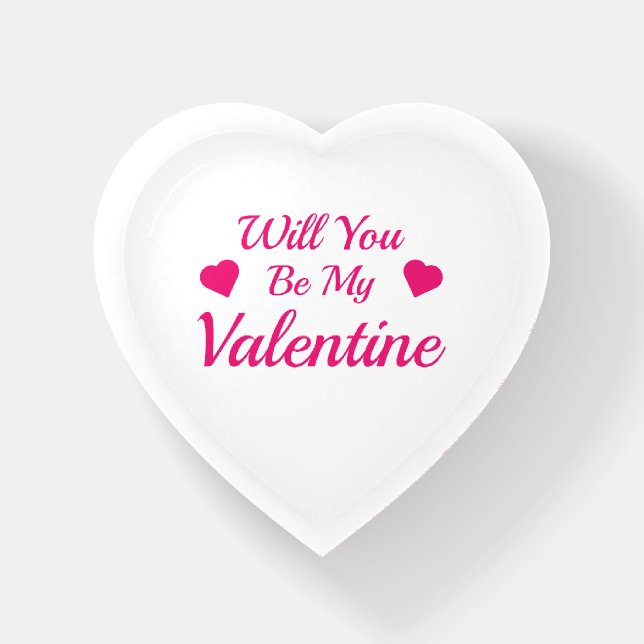 Will You Be My Valentine Heart Paperweight (Front)