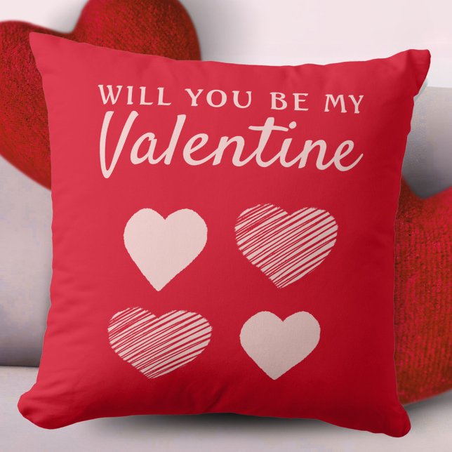 Will you be my Valentine Hearts Valentine`s Day Throw Pillow (Creator Uploaded)