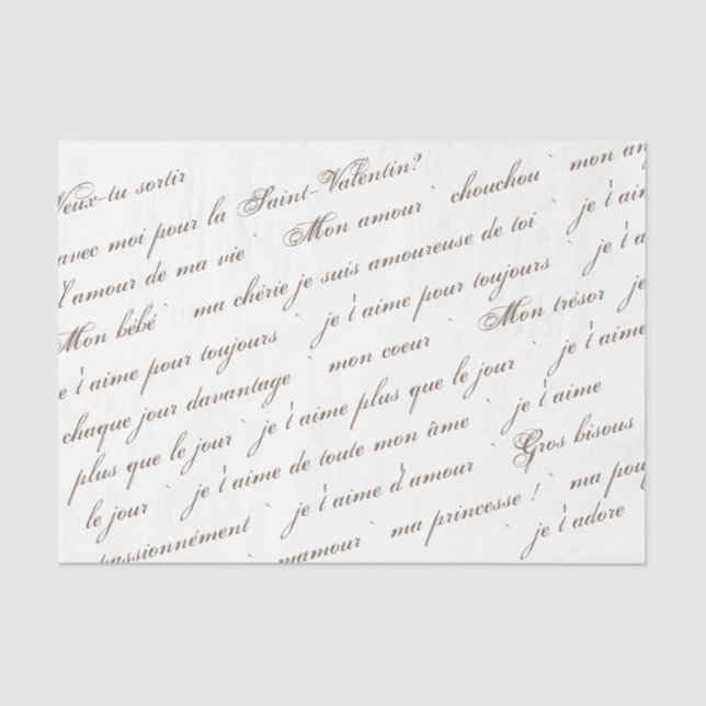 Will You Be My Valentine in French Script Tissue Paper (Front)