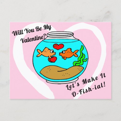 Will You Be My Valentine Lets Make It O_Fish_ial Postcard